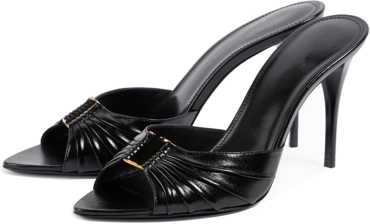 Goolita Open Pointed Toe Mule Heels For Women Slip On Stiletto Heels Ruched Heeled Sandals Sexy B... | Amazon (US)