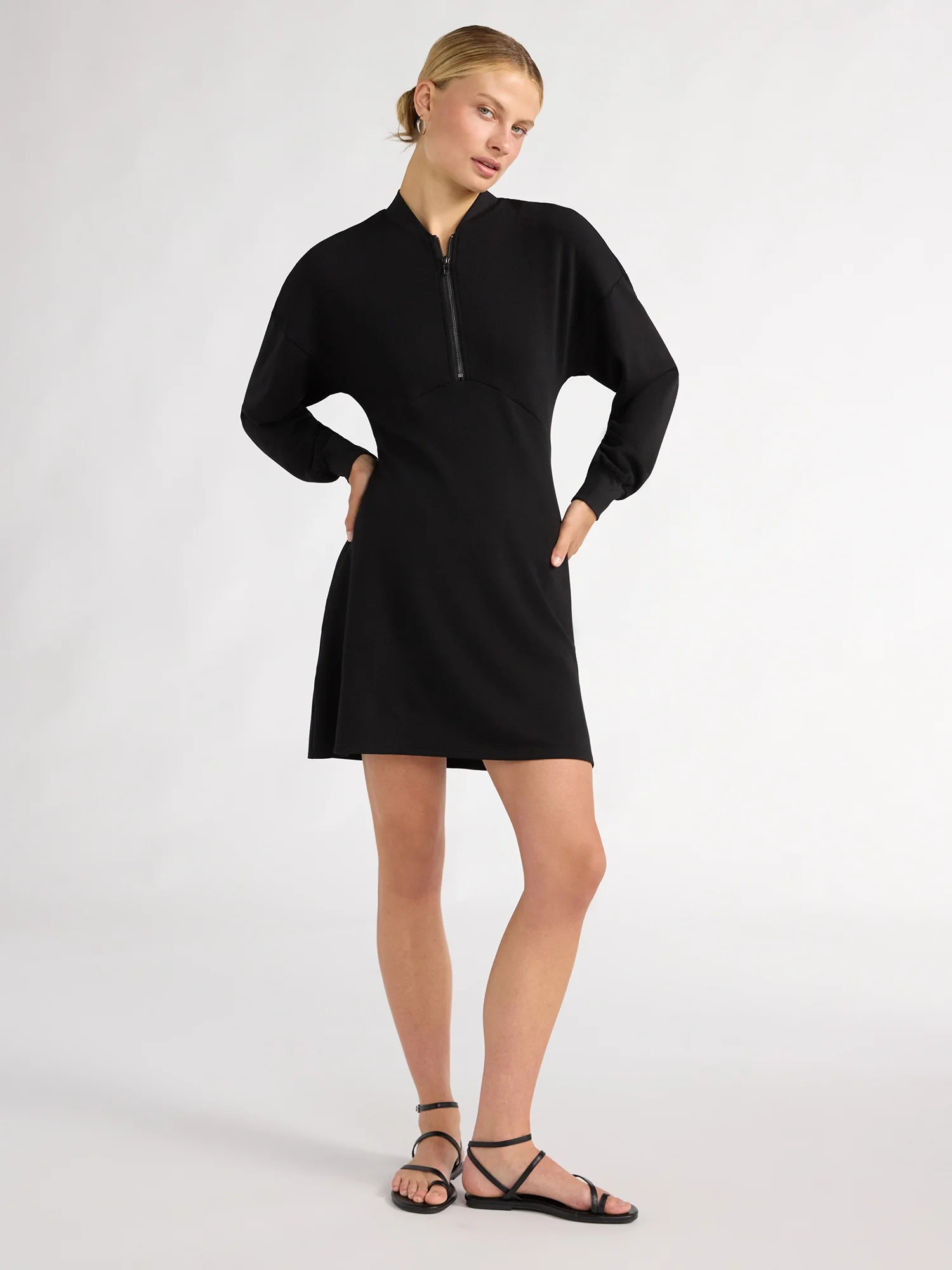 Scoop Women’s Ultimate ScubaKnit Zip Front Mini Dress, Sizes XS-XXL | Walmart (US)