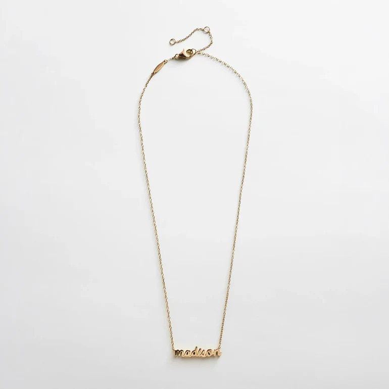14K Gold Custom Nameplate Necklace - Mini Script | BaubleBar