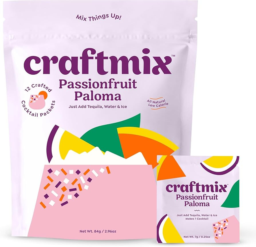 Craftmix Passionfruit Paloma, Makes 12 Drinks, Tequila Cocktail Mixers, Instant Skinny Cocktail a... | Amazon (US)