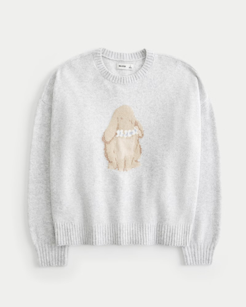Women's Comfy Cloud Bunny Graphic Crew Sweater from Hollister | Hollister (US)