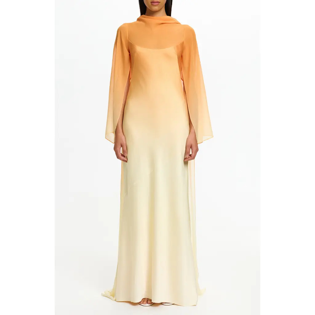 Significant Other Devlyn Ombré Long Sleeve Gown in Solar Flare at Nordstrom, Size 4 Us | Nordstrom