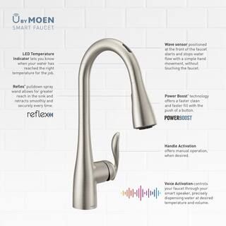 U Arbor Single-Handle Pull-Down Sprayer Smart Kitchen Faucet with Voice Control and Power Boost i... | The Home Depot