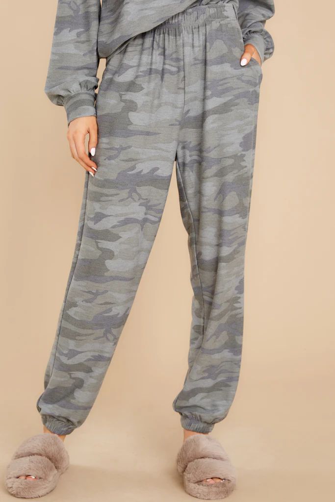 The Stakes Are High Sage Camo Joggers | Red Dress 