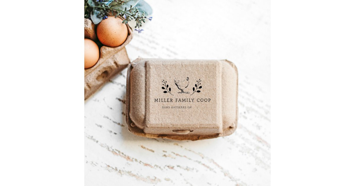 Rustic Chicken Personalized Egg Carton Stamp | Zazzle | Zazzle