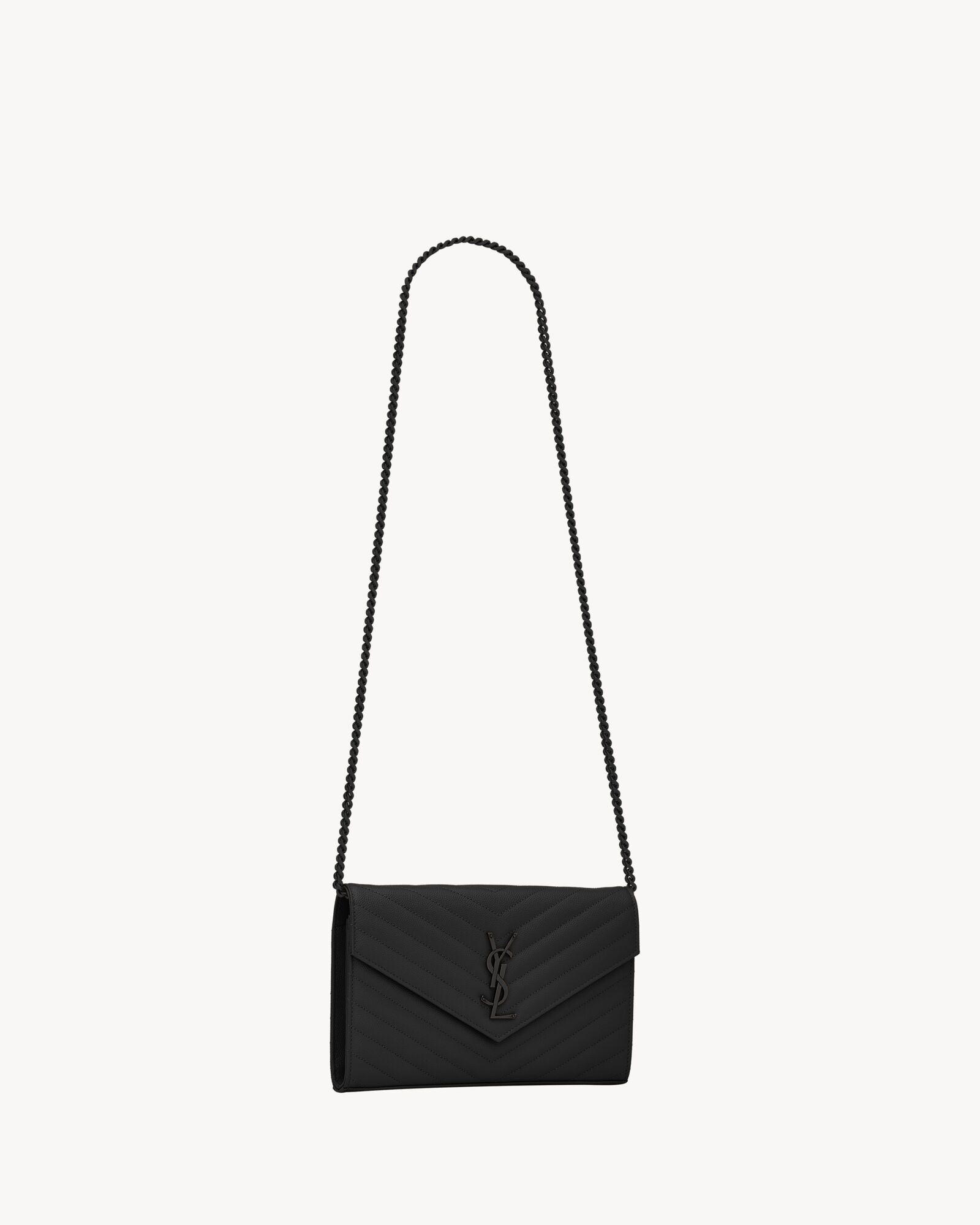 cassandre saint laurent matelassé chain wallet in grain de poudre embossed leather | Saint Laurent Inc. (Global)
