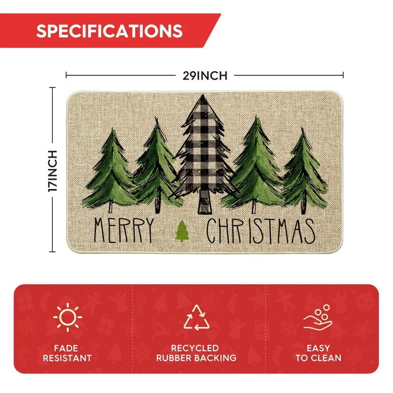 Sm:)e Merry Christmas Trees Christmas Decorative Doormat, Seasonal Winter Christmas Holiday Low-P... | Walmart (US)
