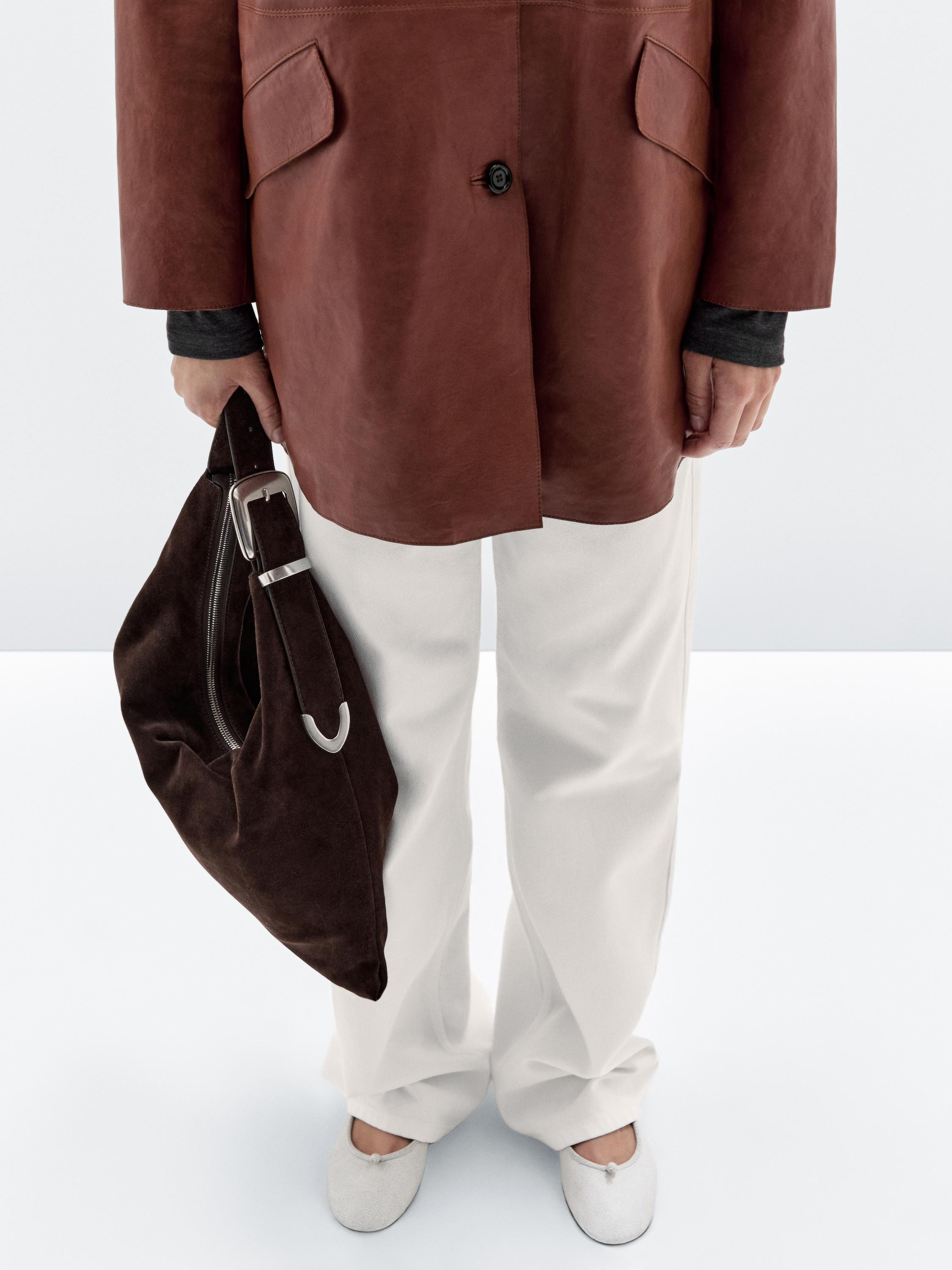 Split leather maxi bag | Massimo Dutti UK