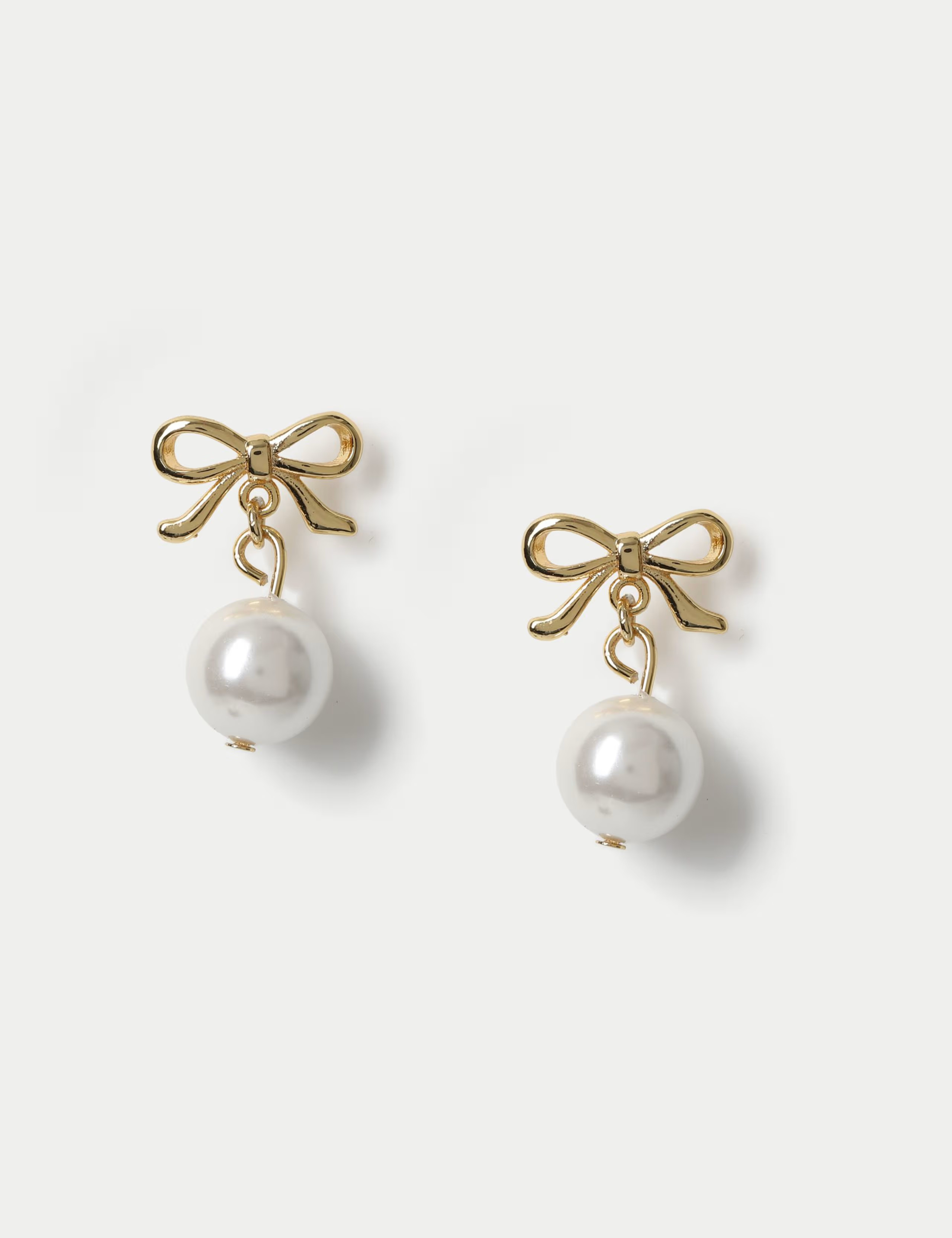 14ct Gold Plated Pearl and Bow Earrings | Marks & Spencer (UK)