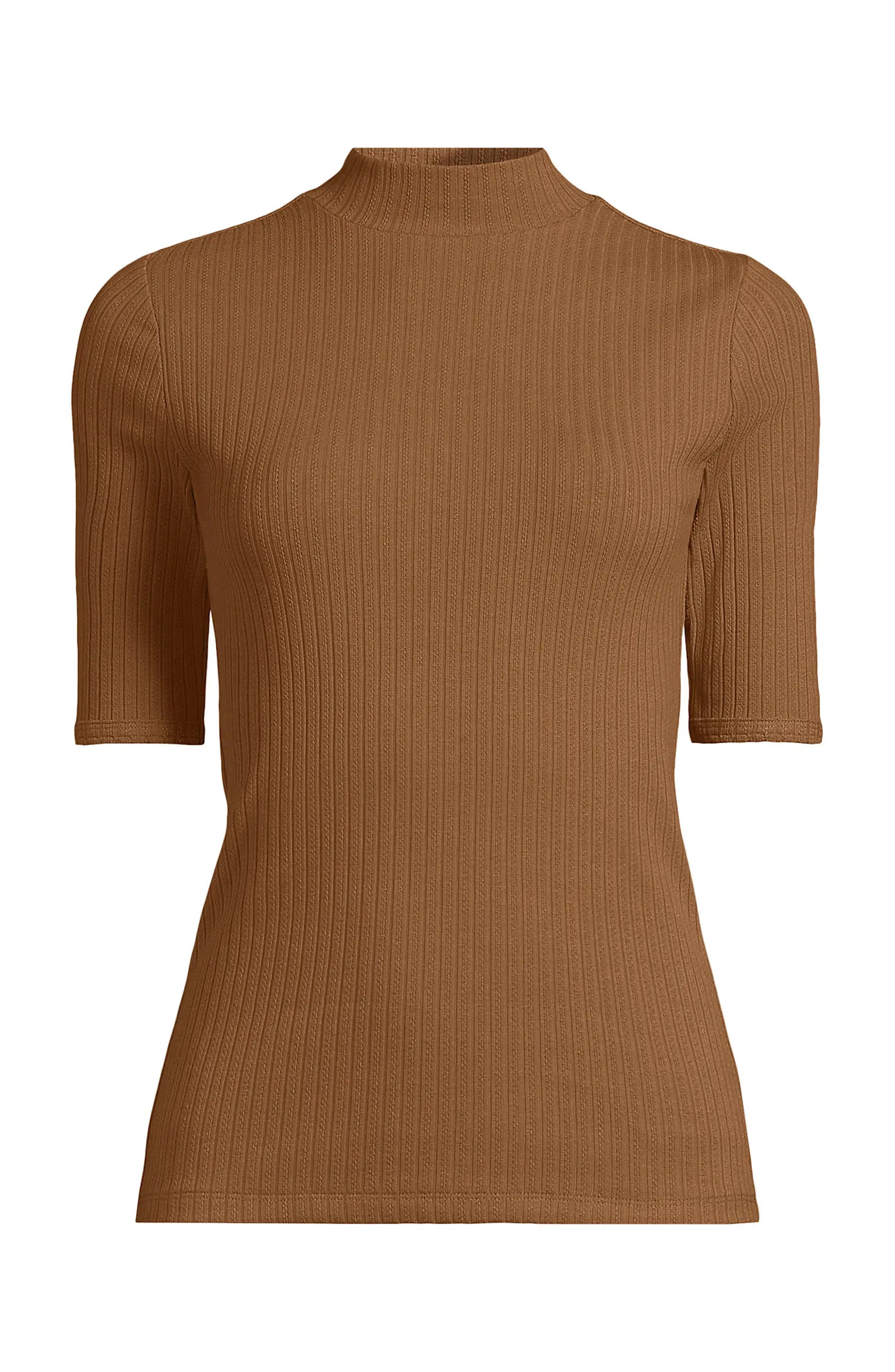 Elbow Sleeve Pointelle Rib Mock Neck | Nordstrom