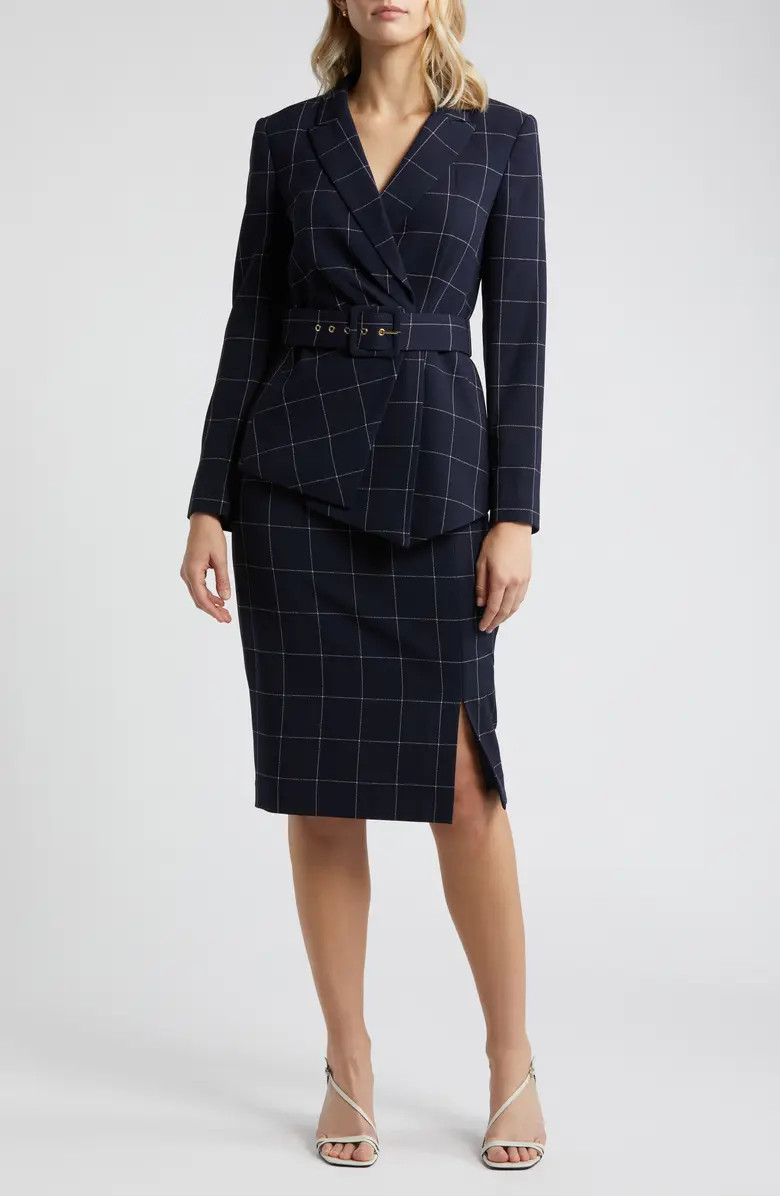 Windowpane Plaid Two-Piece Long Sleeve Dress | Nordstrom