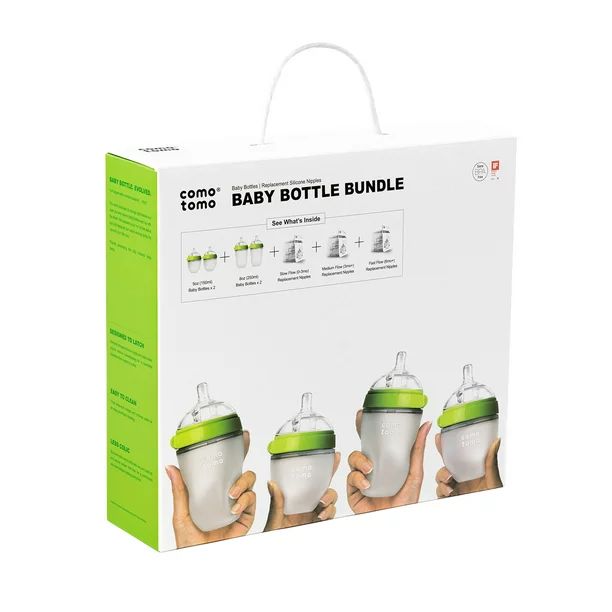 Comotomo Baby Bottle Bundle, Green, (7 Piece Set) | Walmart (US)
