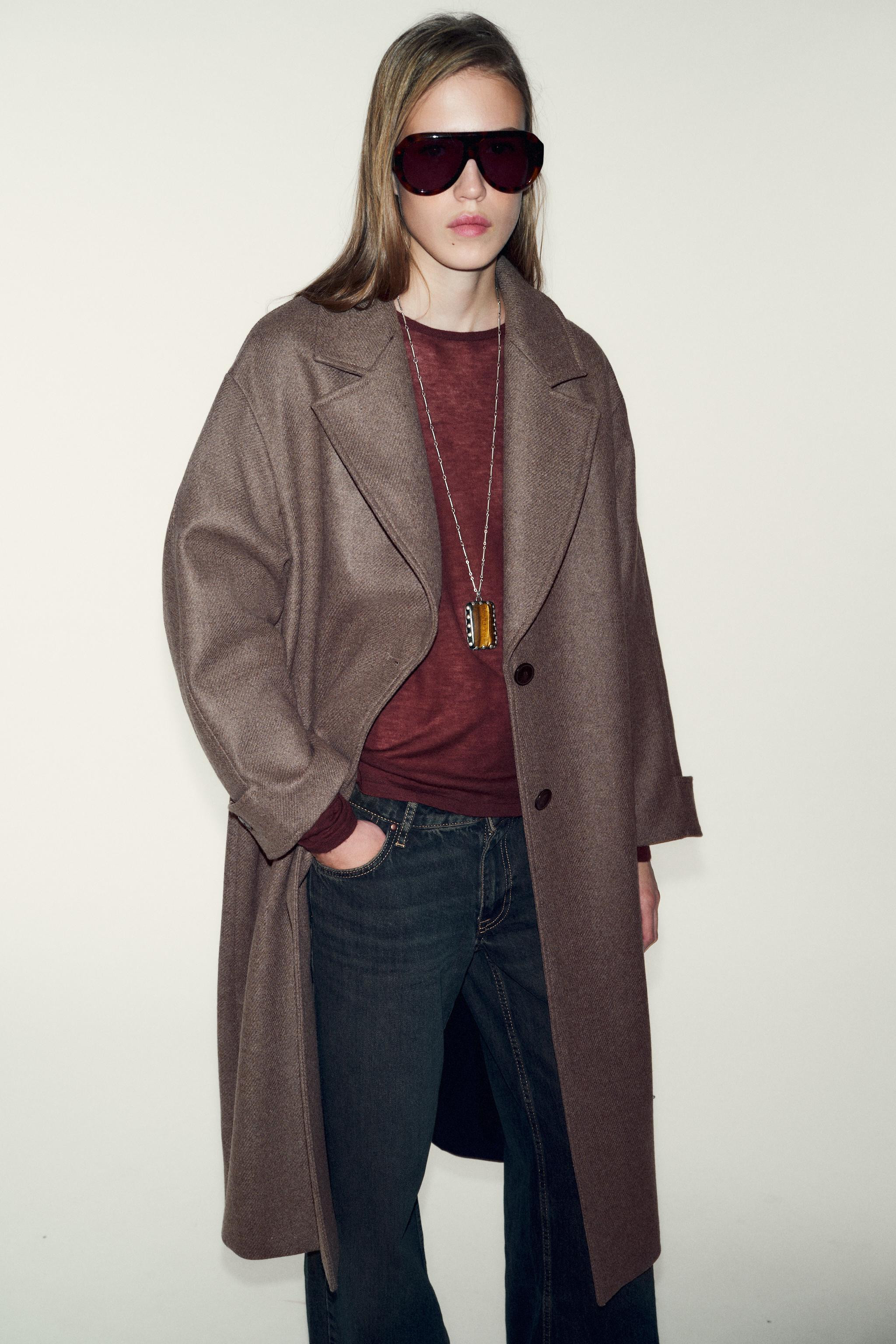 OVERSIZED COAT WITH WOOL AND CONTRAST CUFFS | Zara UK