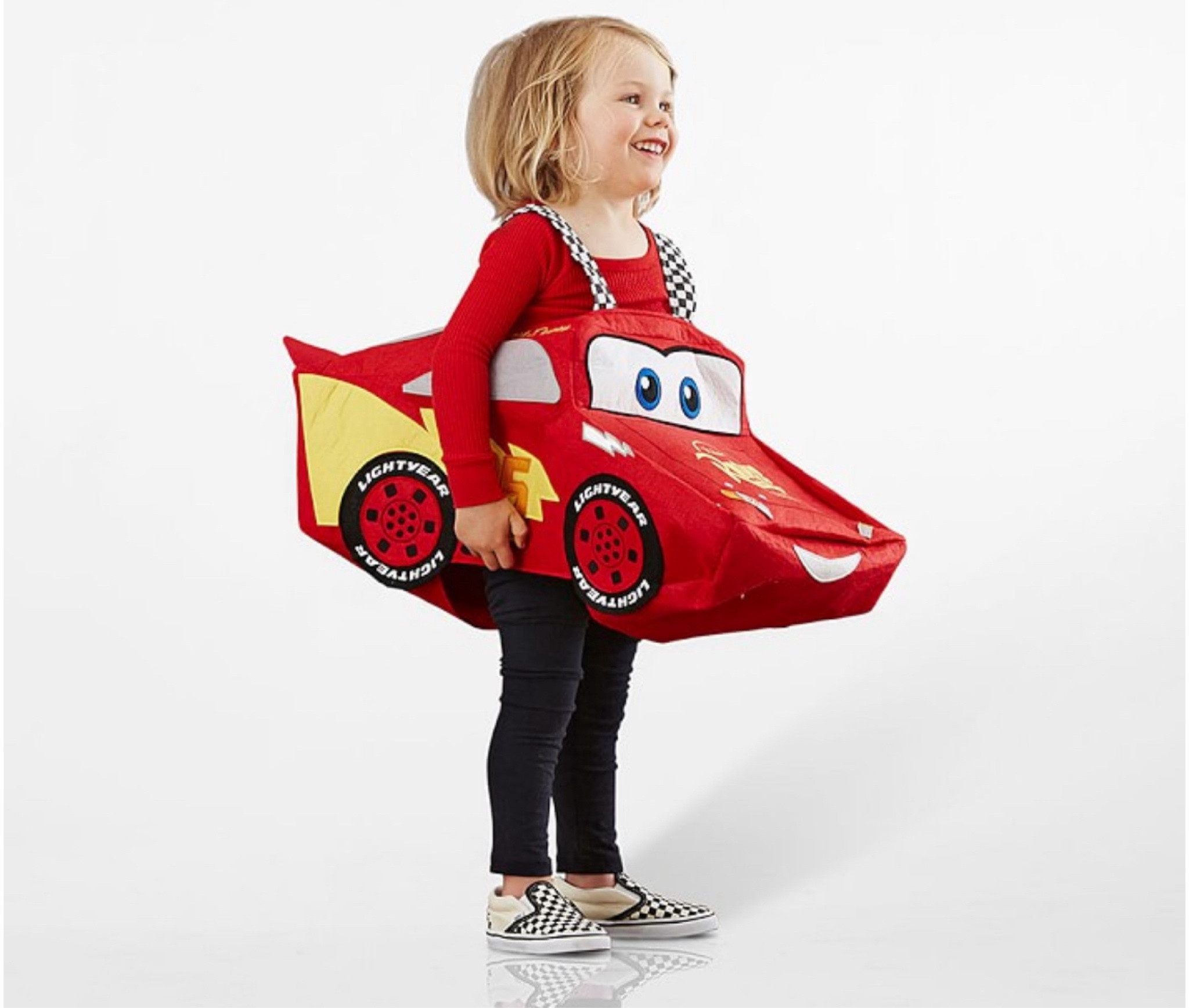 This playful, one-piece design makes dressing up as their favorite Disney Cars character all the more fun. Plus, the ultra-comfy fabric is breathable on their skin. Lightning McQueen Halloween costume for toddlers