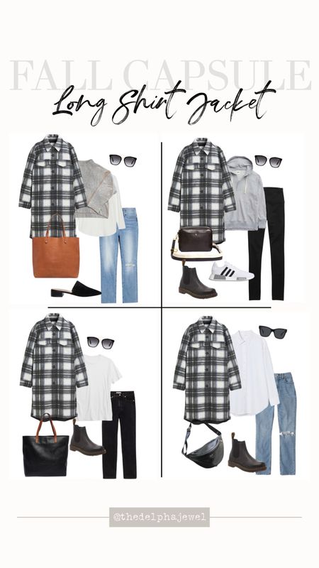 Fall capsule: basic closet, staples for fall
Four outfit ideas with a long plaid shirt jacket 

Basic casual style, capsule wardrobe, shirt jacket, shacket style, casual fall style, Madewell style, H&M style, over 40 style, street style 



#LTKSeasonal #LTKstyletip #LTKunder100