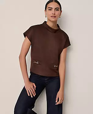 Faux Suede Horsebit Top | Ann Taylor