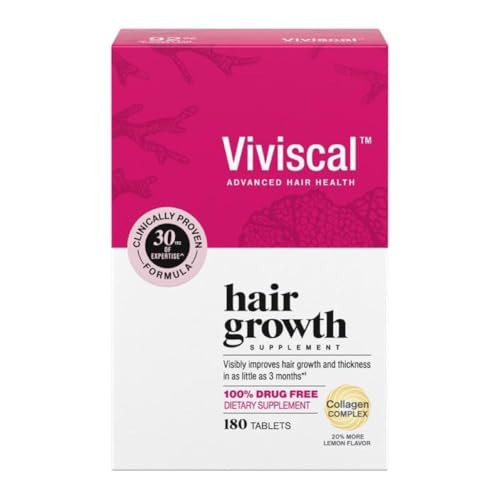 Viviscal Hair Growth Supplements for Women, Thicker Fuller Hair Support for Thinning Hair and Hair Loss, with Biotin and Marine Collagen, Drug-Free, 180 Tablets, 90-Day Supply | Amazon (US)