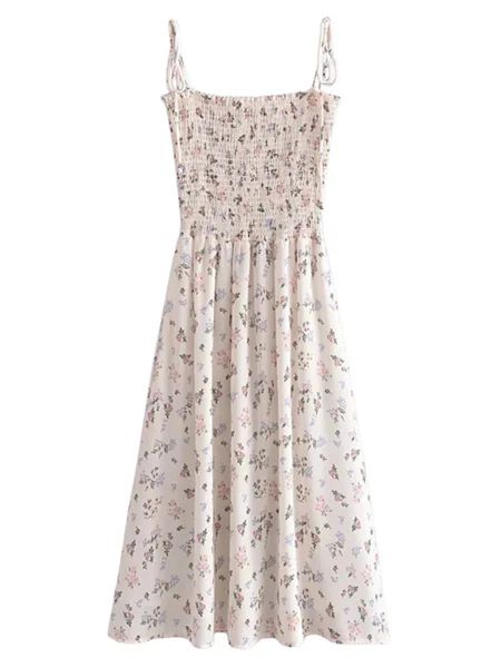 'Molly' Floral Printed Ruched Midi Dress | Goodnight Macaroon