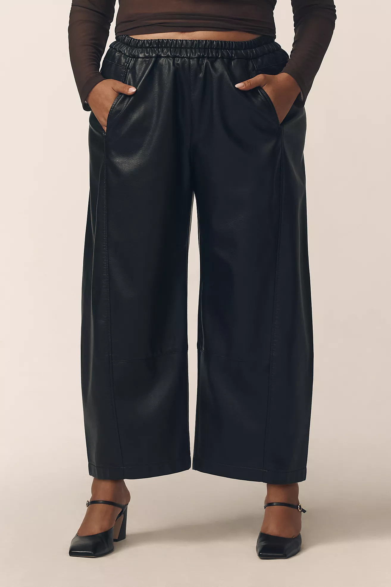 The Izzie Relaxed Pull-On Barrel Pants by Pilcro: Faux-Leather Edition | Anthropologie (US)