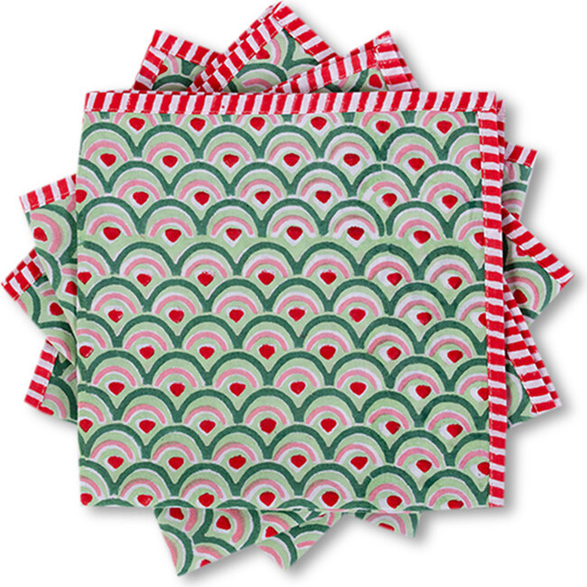 Furbish Studio | Frostine Napkins, Set of 4 (Green Red) | Maisonette | Maisonette