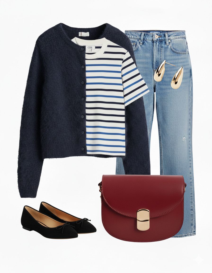 Parisian essence: striped patterns, cozy knits, and a striking hint of red combine to form a classic and stylish appearance ❤️ 

 #LTKaustralia #LTKjeans #LTKdresses