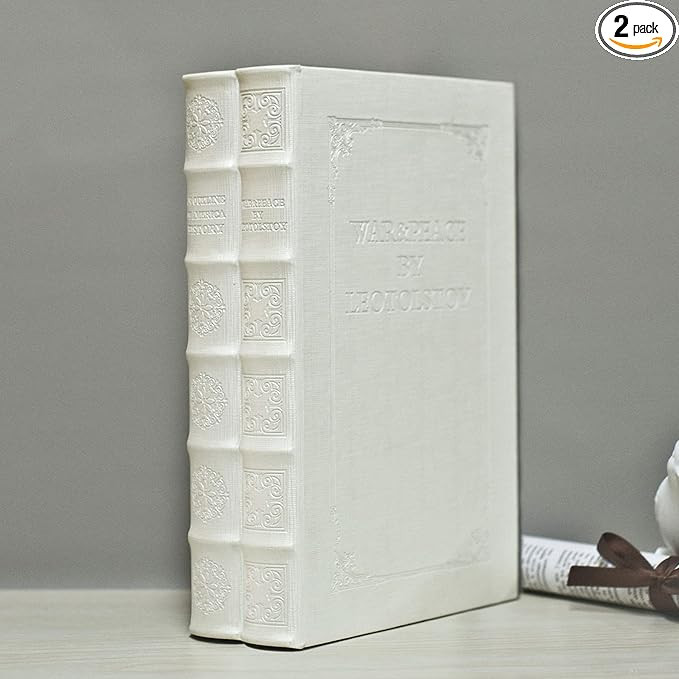 Decorative Books with White Faux Leather Book Boxes for Decoration Display Coffee Table and Shelf... | Amazon (US)