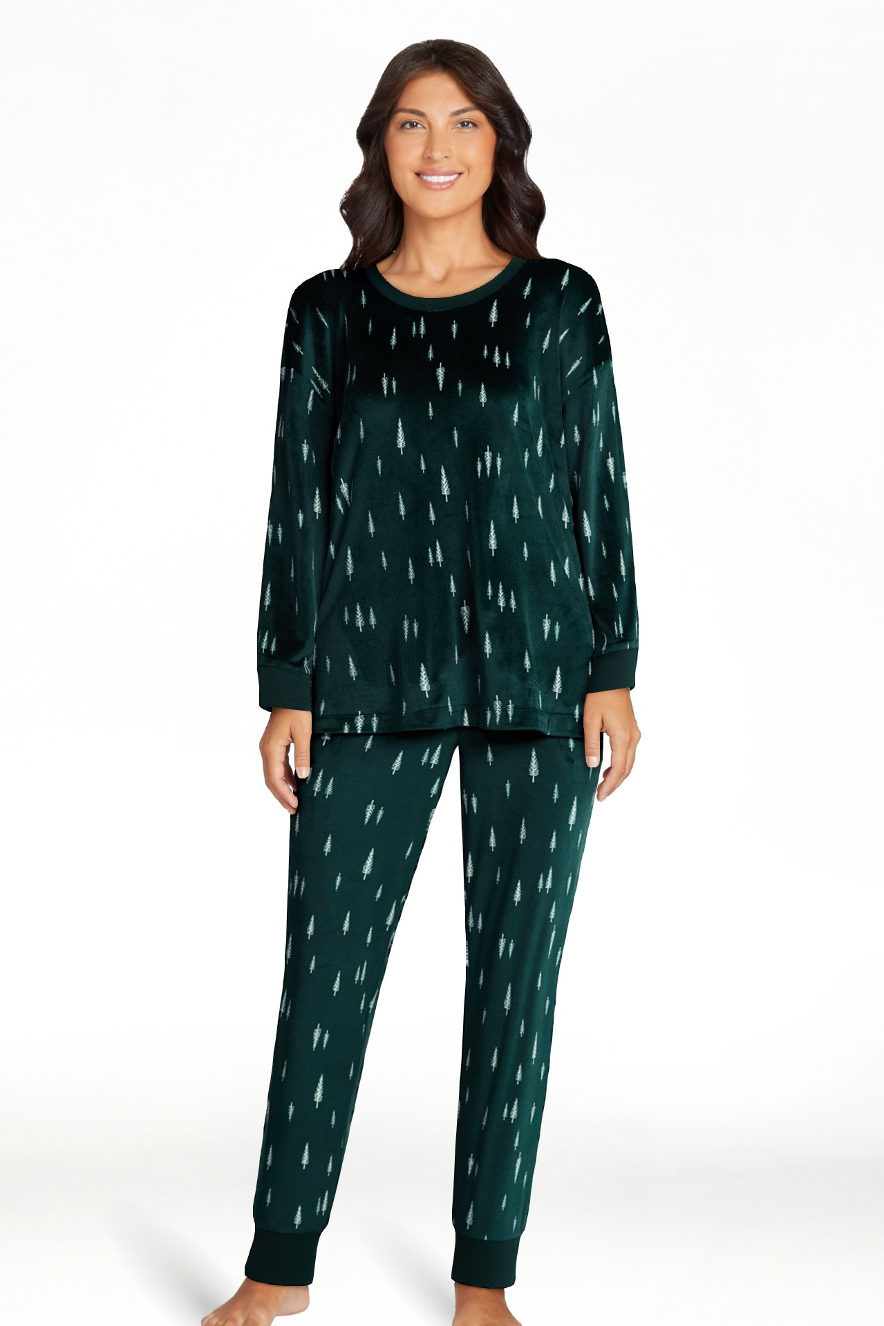 Joyspun Women’s Stretch Velour Long Sleeve Top, Pants, and Socks Pajama Set, 3-Piece, Sizes XS-... | Walmart (US)