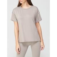 V by Very Athleisure Drop Shoulder T-Shirt - Taupe | Very (UK)