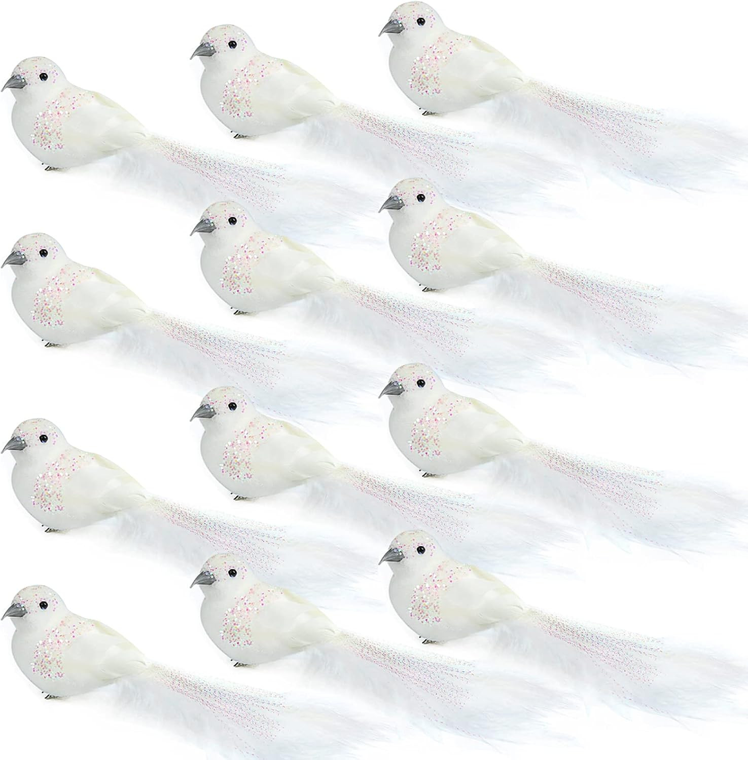 Ogrmar 12Pack Artificial Bird Ornaments Handmade Christmas Dove Birds White | Amazon (US)