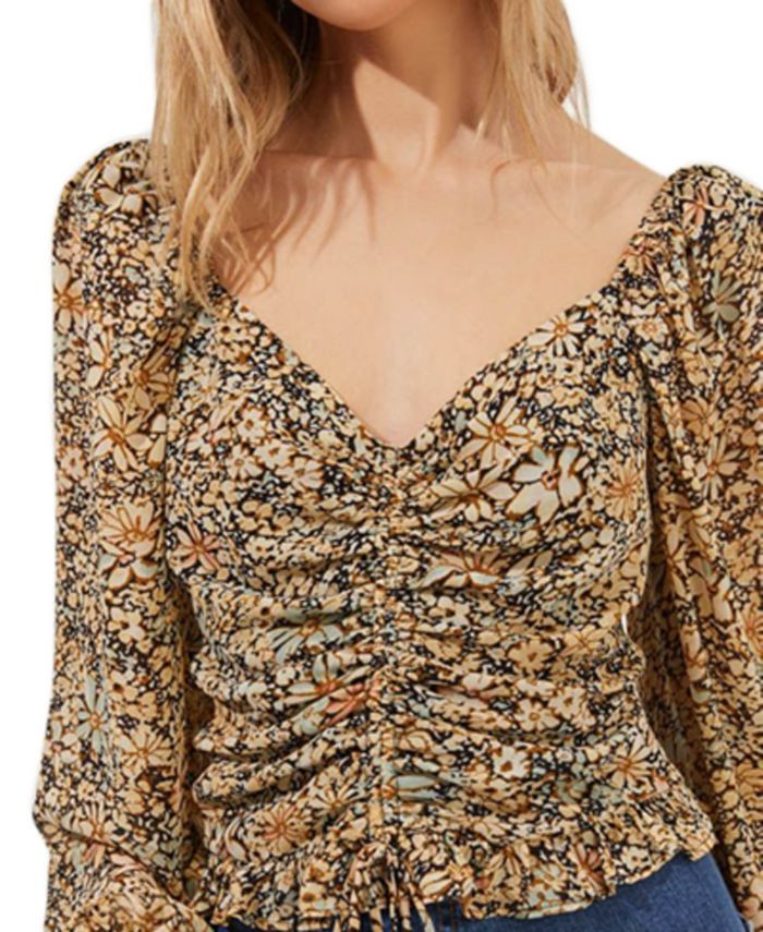 ASTR the Label Love Song Printed Ruched Top & Reviews - Tops - Women - Macy's | Macys (US)