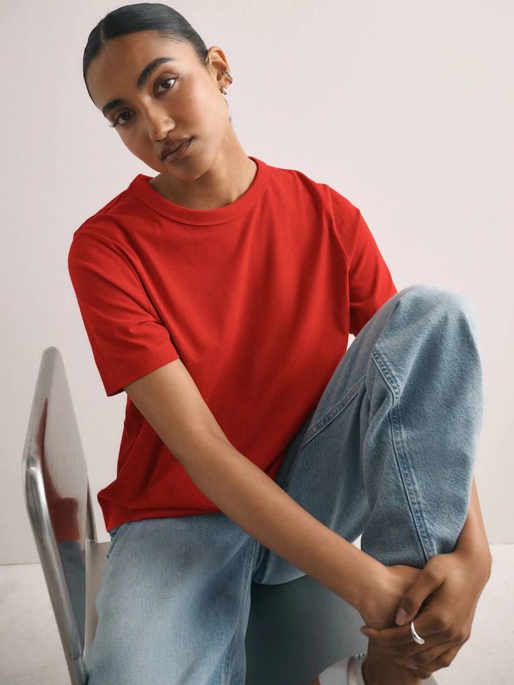 Rood - Crew Neck Girlfriend T-Shirt | Next EU