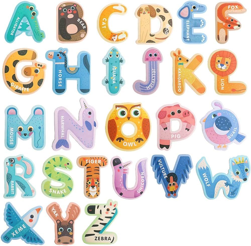 USATDD Jumbo Magnetic Letters Colorful ABC Alphabet Animal Shape Toys Large Uppercase Refrigerato... | Amazon (US)