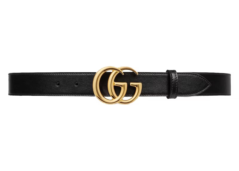 Gucci GG Marmont Leather Belt with Shiny Buckle 1 Width Black | StockX
