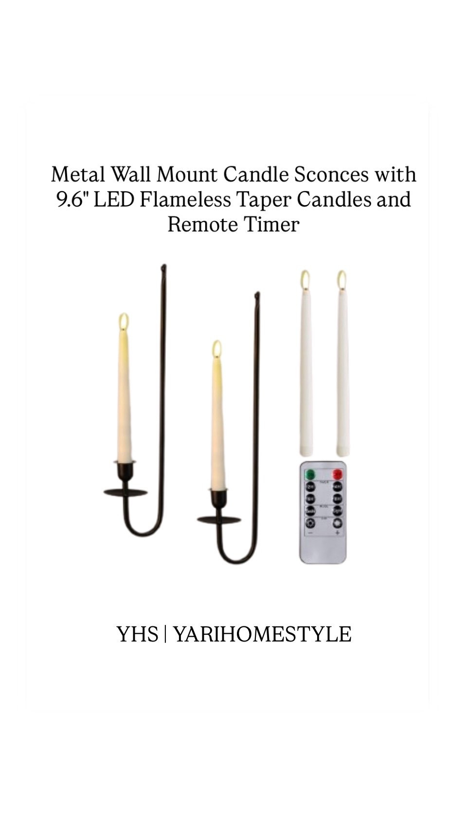 Metal Wall Mount Candle Sconces with 9.6" LED Flameless Taper Candles and Remote Timer

#walldecor #homestyle 

YHS | YARIHOMESTYLE 


#LTKU