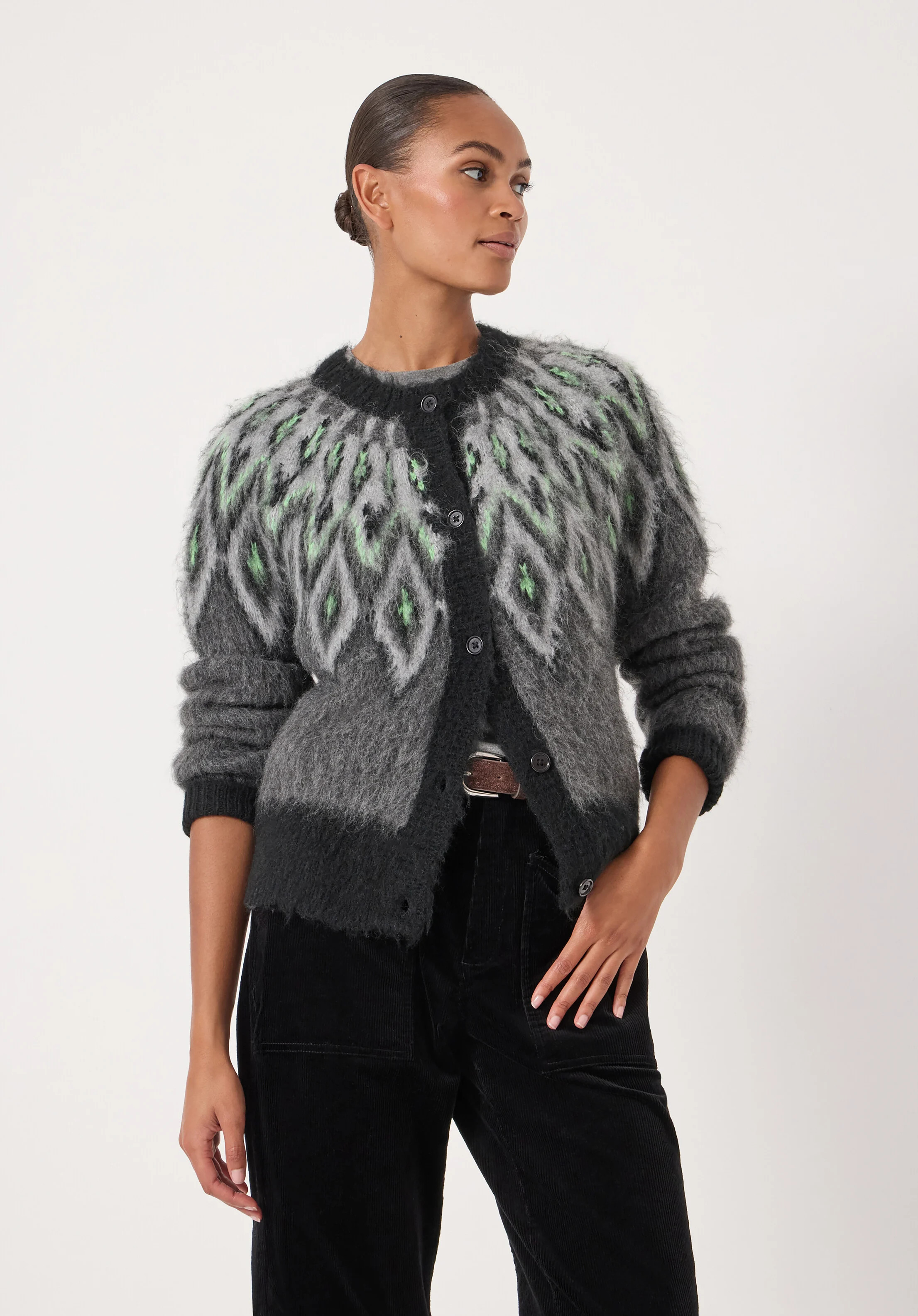 Brushed Fairisle Cardigan with Mohair | Hush UK