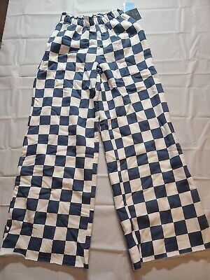 Women's Checkered Graphic Wide Leg Pants-Blue Size  XS  | eBay | eBay US