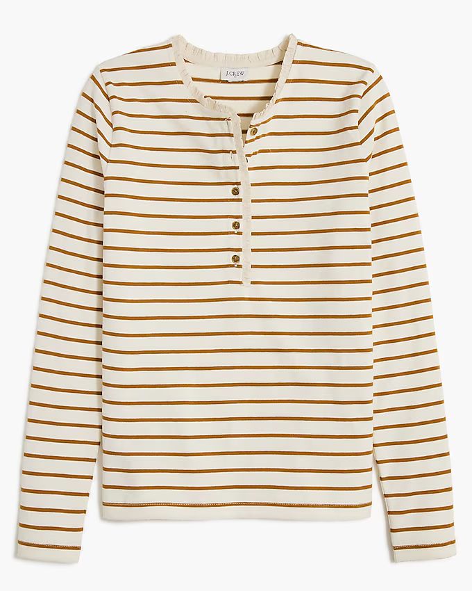 Striped ruffle-collar henley | J.Crew Factory