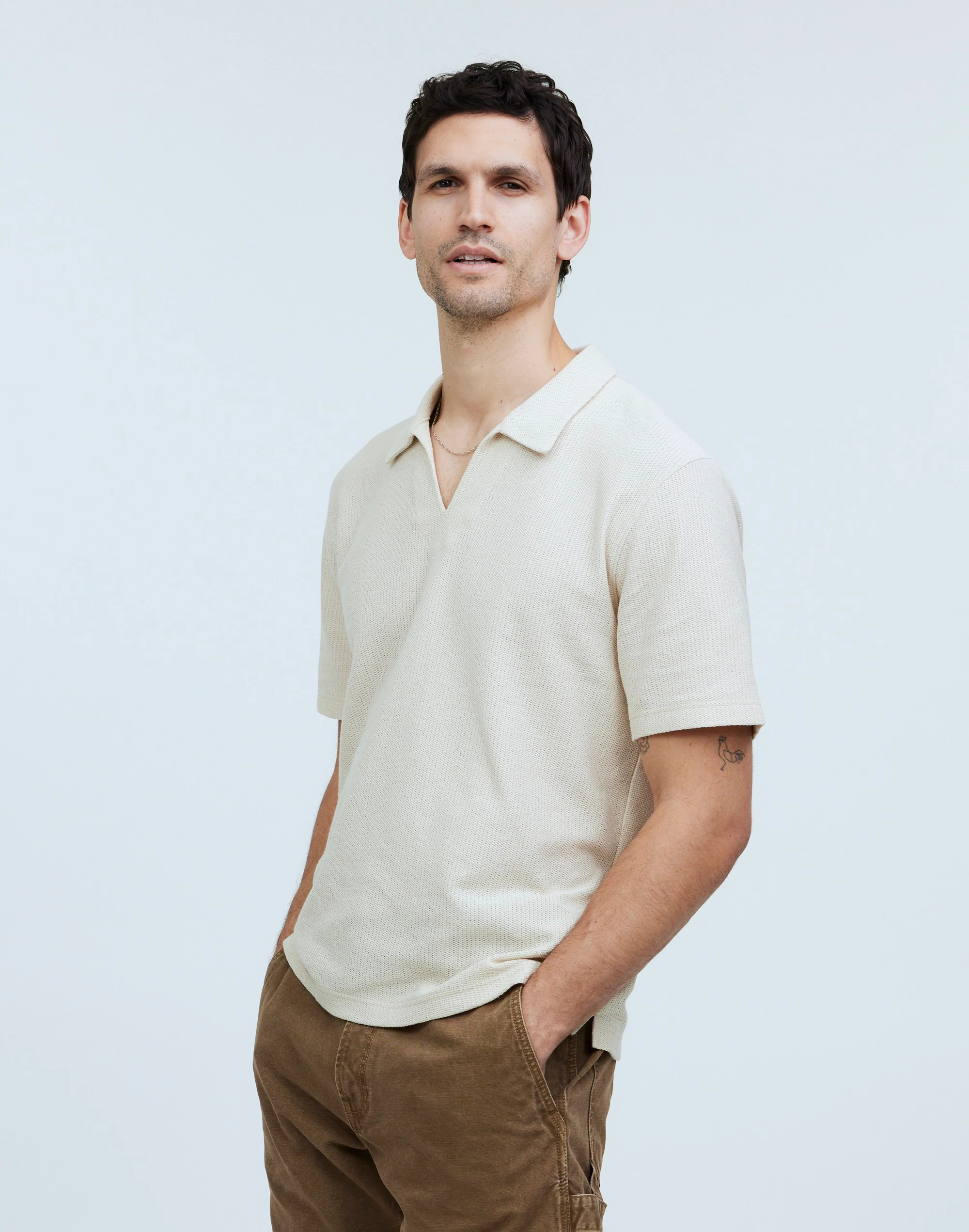 Johnny-Collar Knit Polo Shirt | Madewell