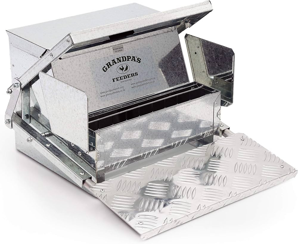 Grandpa's Feeders Automatic Chicken Feeder - Sturdy Galvanized Steel Poultry Feeders - No Spill with Weatherproof Lid - Standard Size for 6-12 Chickens 10 Days (20lb Feed) | Amazon (US)