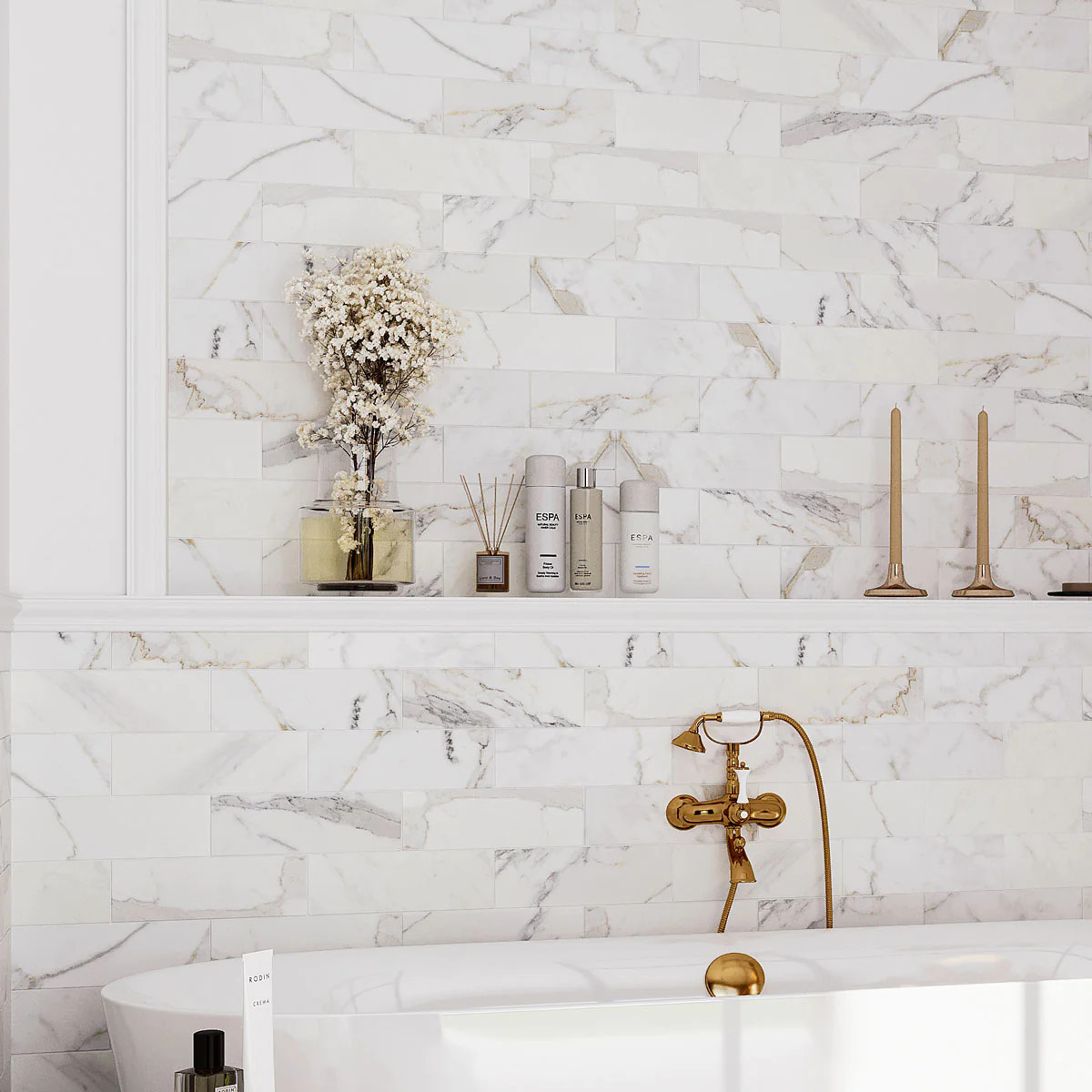 Calacatta Gold 4X12 Honed Marble Tile | Tile Club