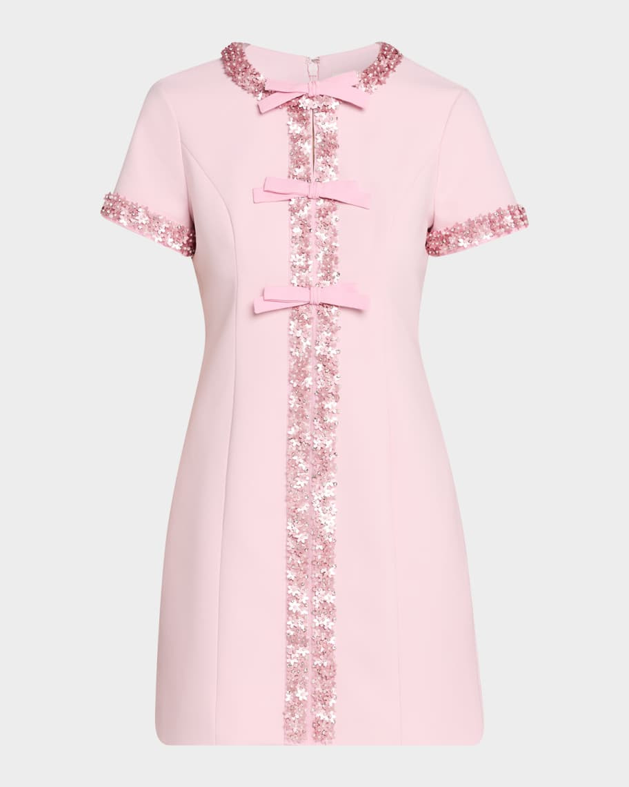 Maelle Embellished Short-Sleeve Mini Dress | Neiman Marcus