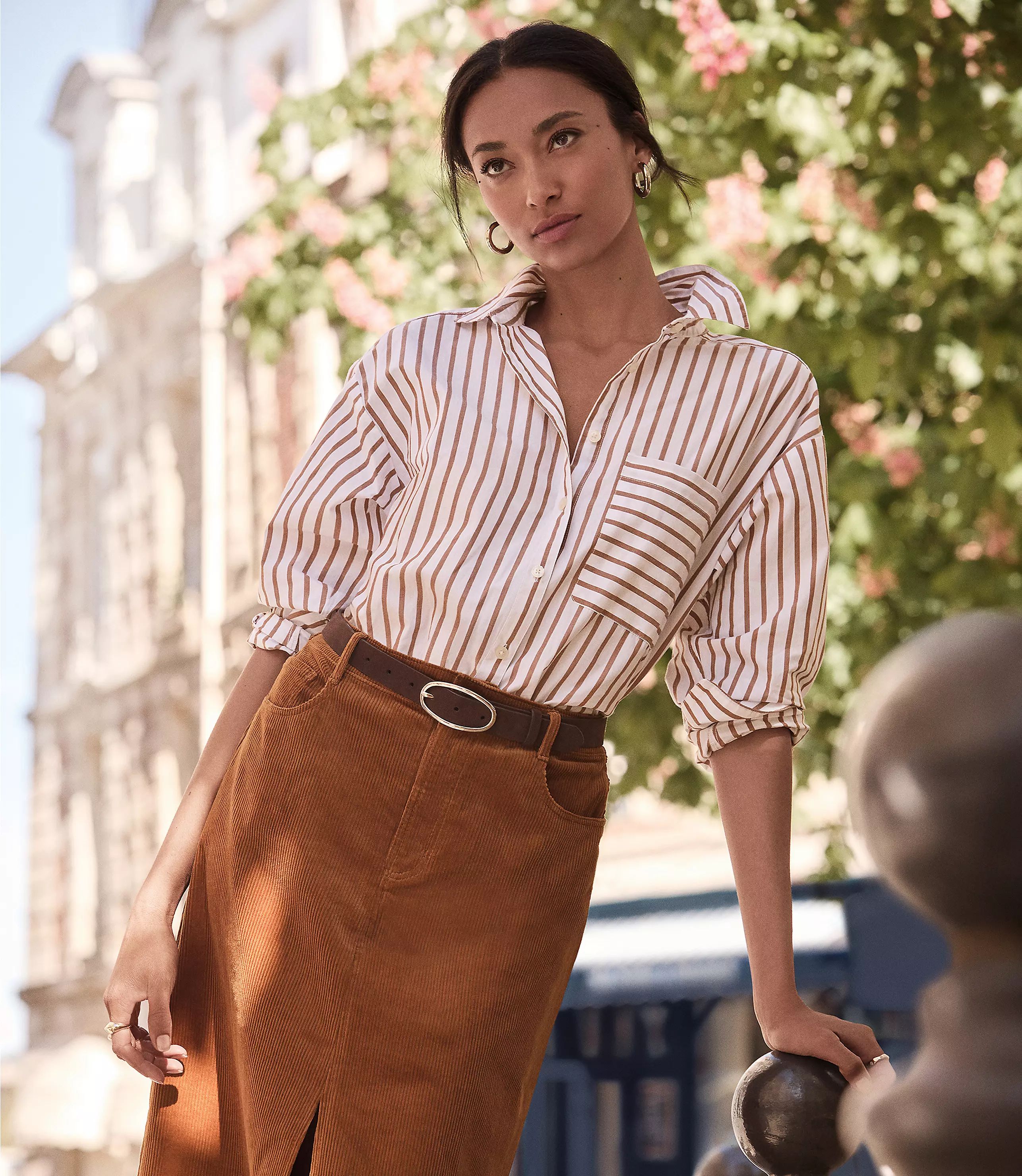 Striped Oversized Pocket Shirt | LOFT