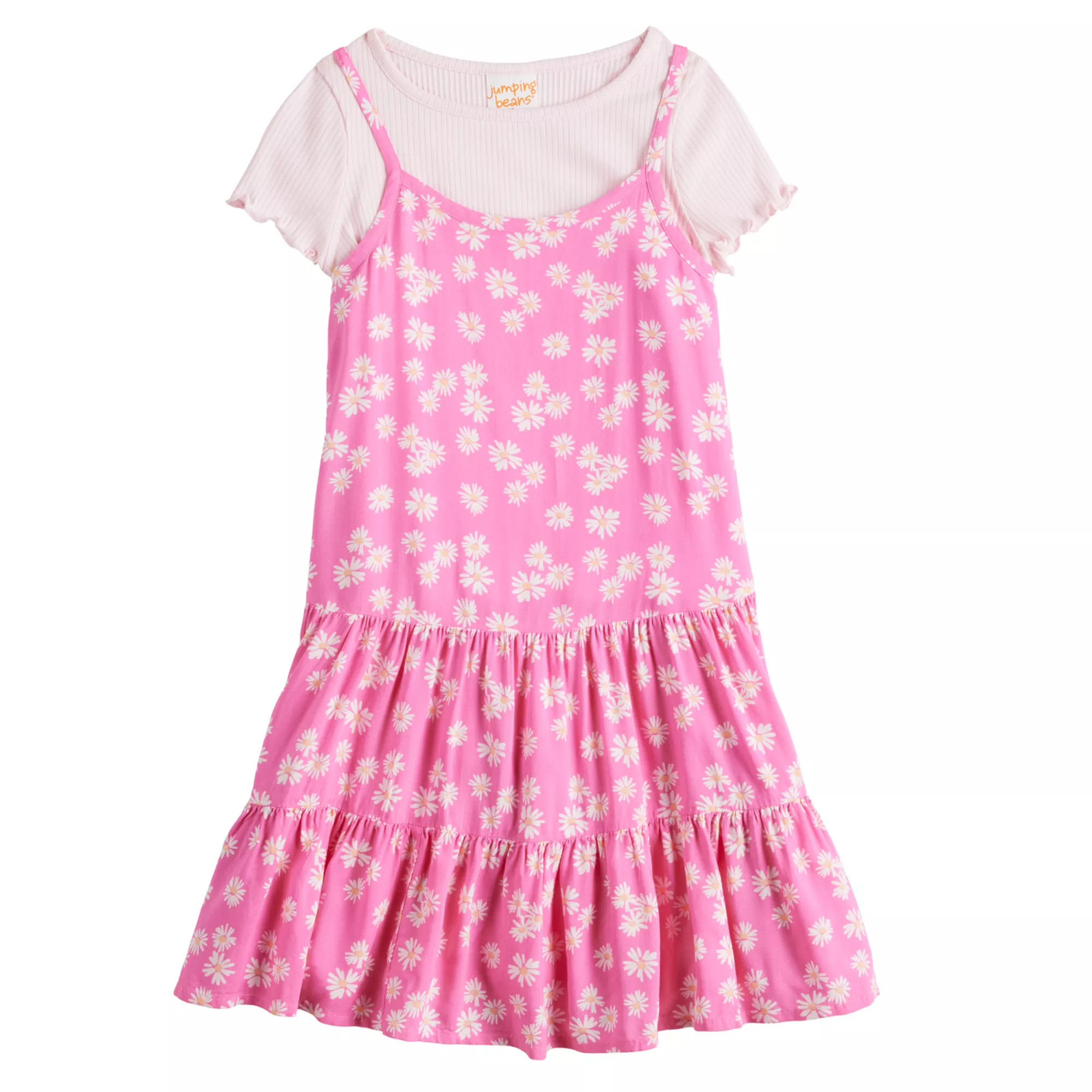 Girls 4-12 Jumping Beans® 2-Piece Tiered Dress & Ribbed Tee Set | Kohl's