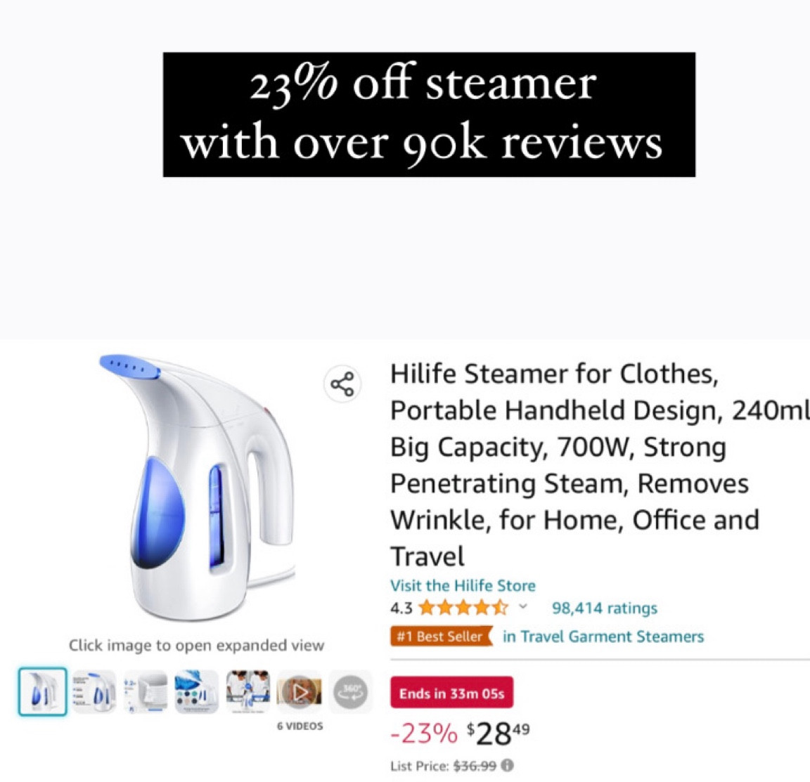 Portable handheld steamer on sale for under $30. It has 90k positive reviews so I’m feeling like I need this in my life. 

Amazon prime lightning deal, Amazon prime day, steamer, travel steamer, clothes steamer 

#LTKstyletip #LTKhome #LTKxPrimeDay