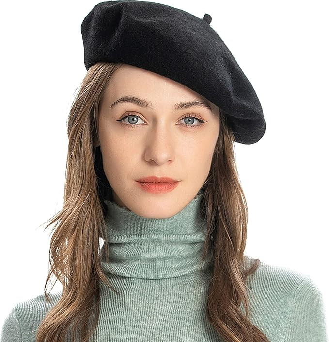 ZLYC Wool French Beret Hat Solid Color Beret Cap for Women Girls | Amazon (US)