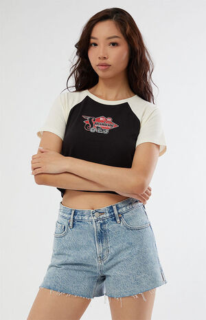 PacSun Eco Medium Blue High Waisted Vintage Cutoff Denim Shorts | PacSun