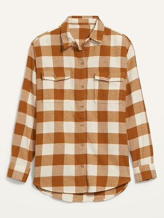Oversized Long-Sleeve Plaid Boyfriend Shirt for Women | Old Navy (US)