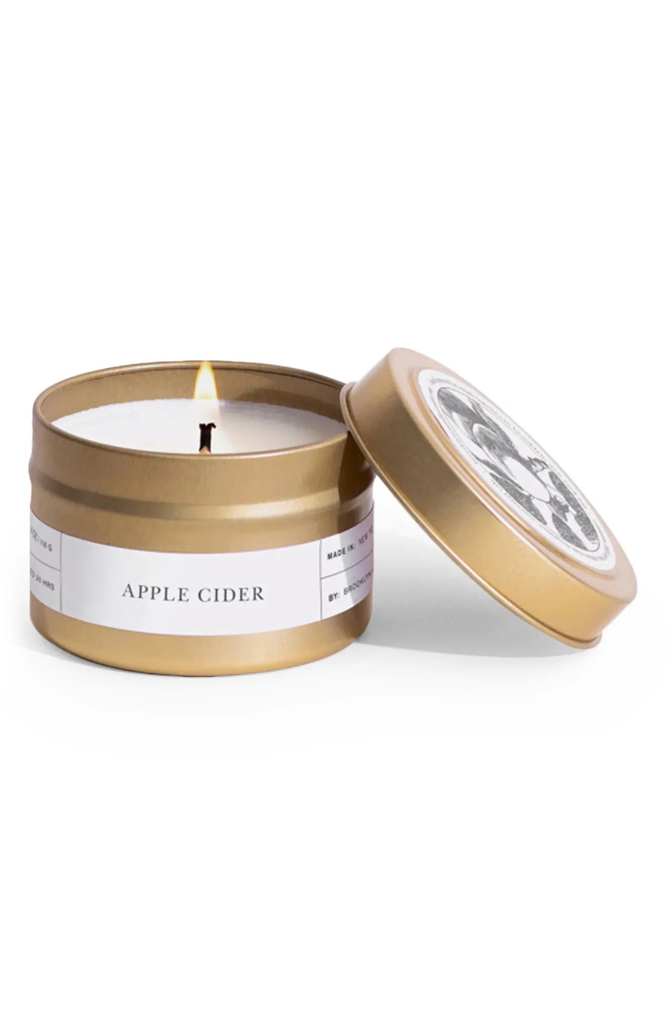 Brooklyn Candle Apple Cider Travel Tin Candle in Gold at Nordstrom | Nordstrom