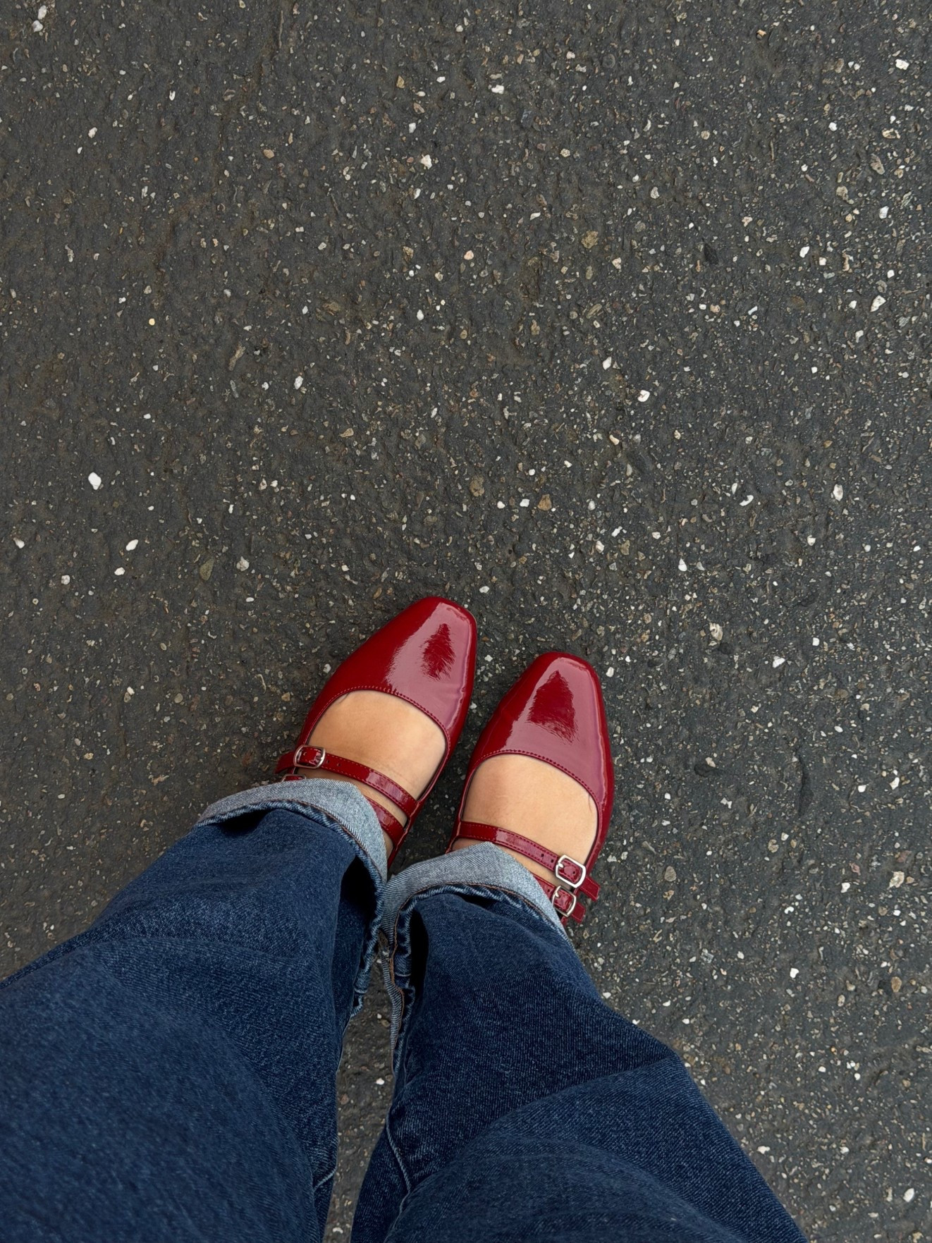 the perfect pop of color to any outfit 🍒 these are Steve Madden may Jane flats. I wasn’t able to link the exact ones but I did link similar ones #maryjaneflats 
