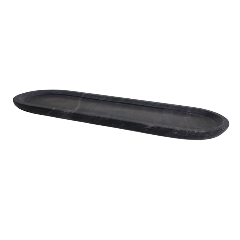 Black Marble Oblong Tray, 18x6 | At Home